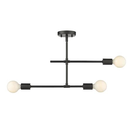 Modernist 3 Light Semi Flush Mount, Matte Black